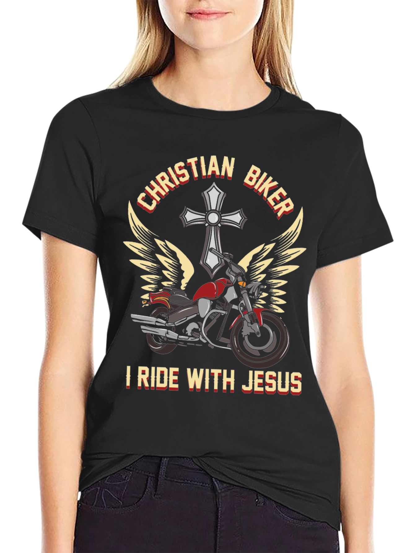 Christian Biker T-Shirt - I Ride With Jesus