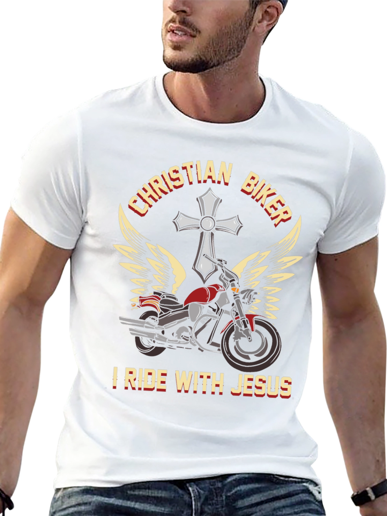 Christian Biker T-Shirt - I Ride With Jesus