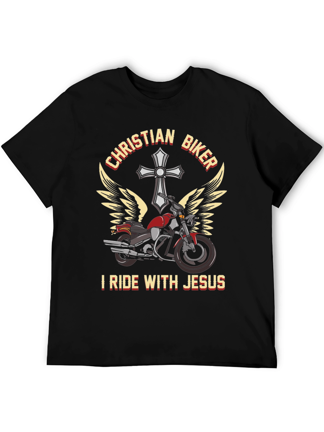 Christian Biker T-Shirt - I Ride With Jesus