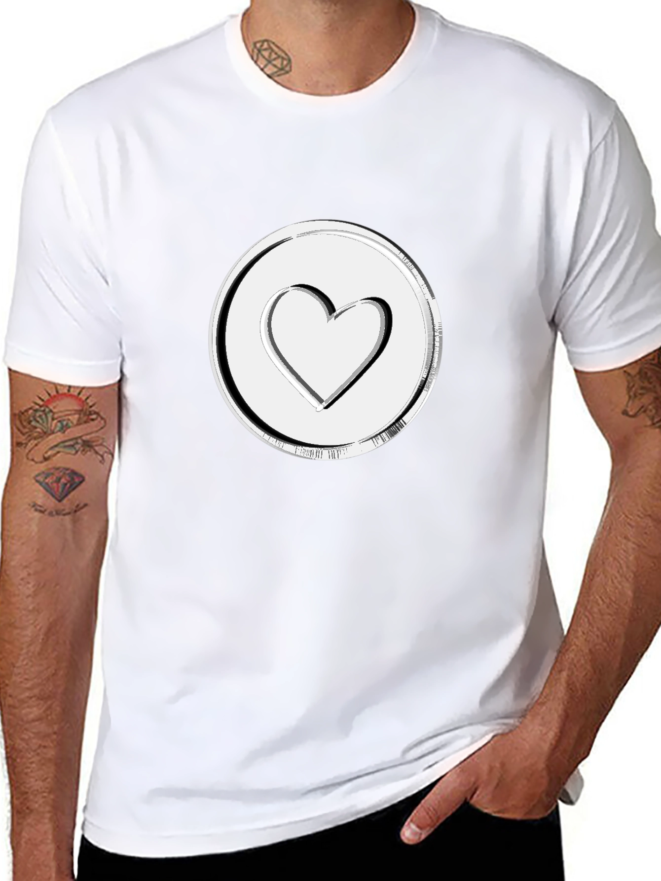 Heart Emblem Black Tee - Stylish & Modern