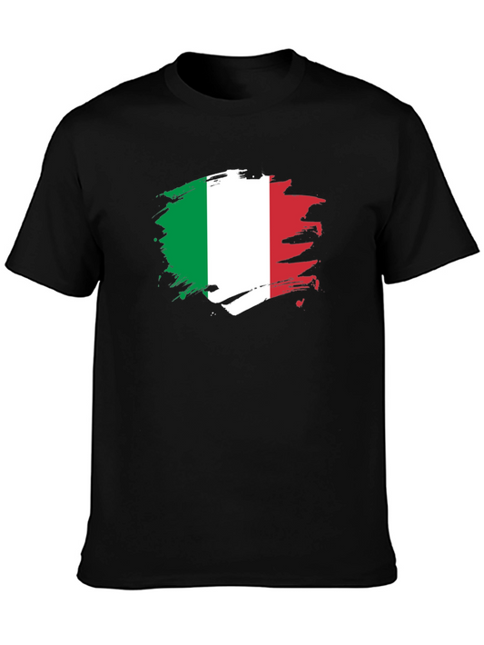 Italian Flag T-Shirt - Brush Stroke Design