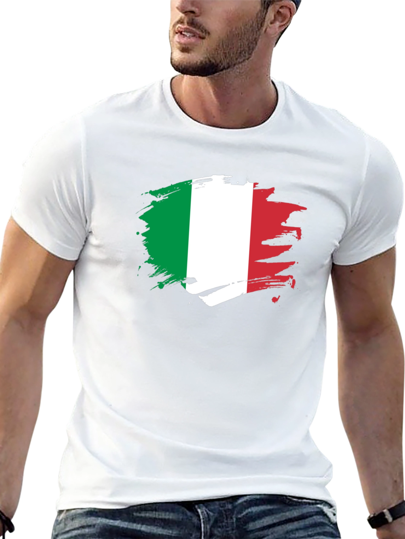 Italian Flag T-Shirt - Brush Stroke Design