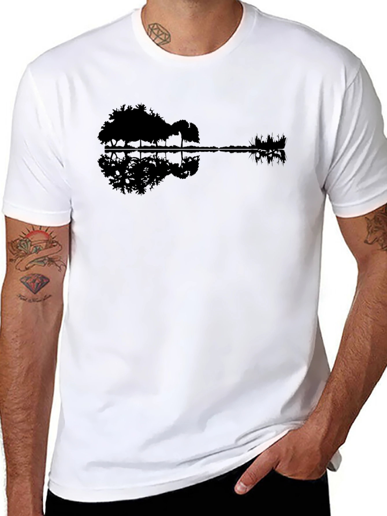 Guitar Landscape Black T-Shirt
