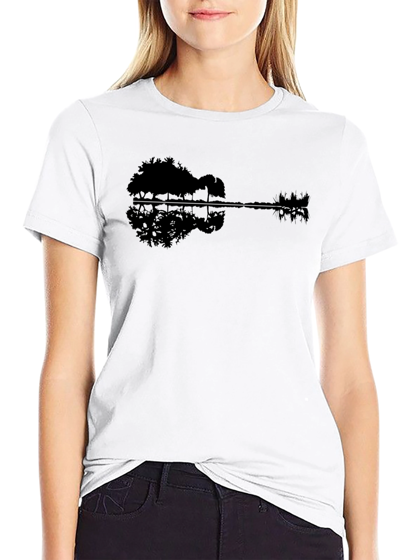 Guitar Landscape Black T-Shirt