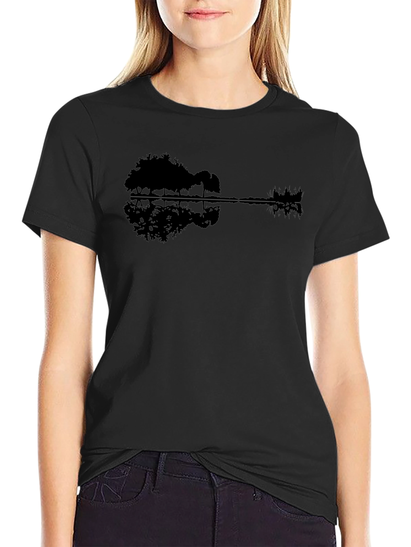 Guitar Landscape Black T-Shirt