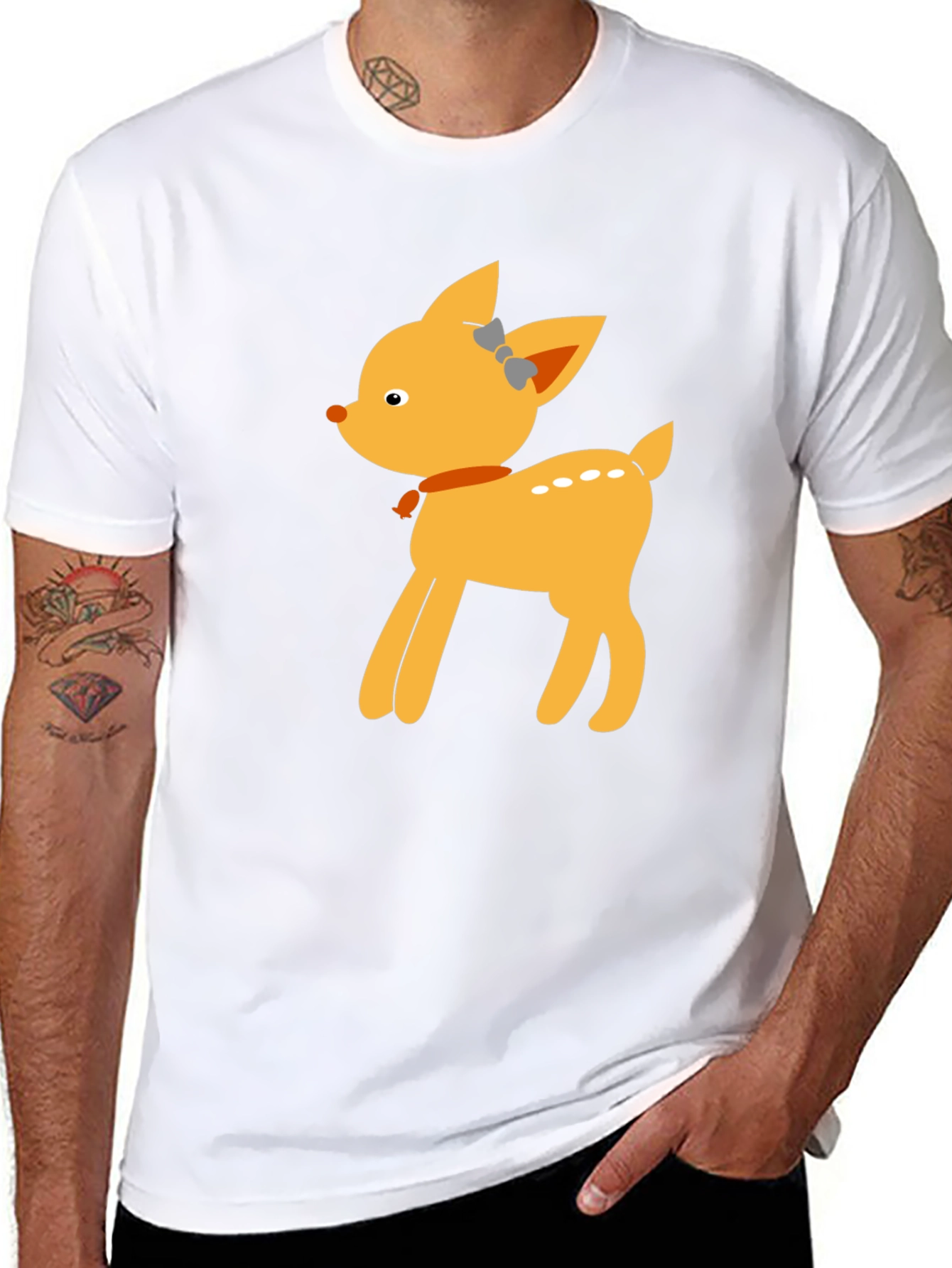 Cute Deer Graphic Tee - Black Unisex T-Shirt