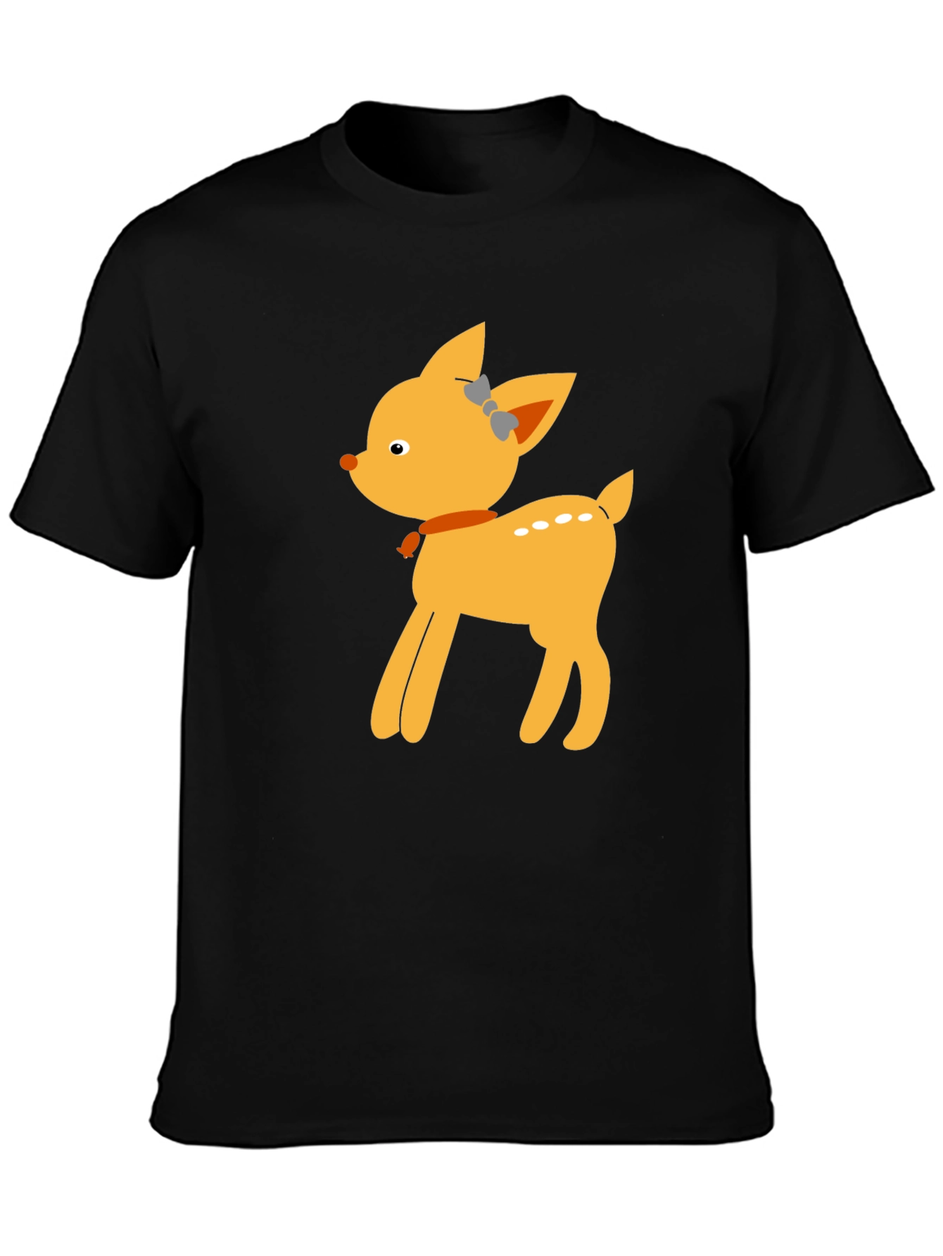 Cute Deer Graphic Tee - Black Unisex T-Shirt