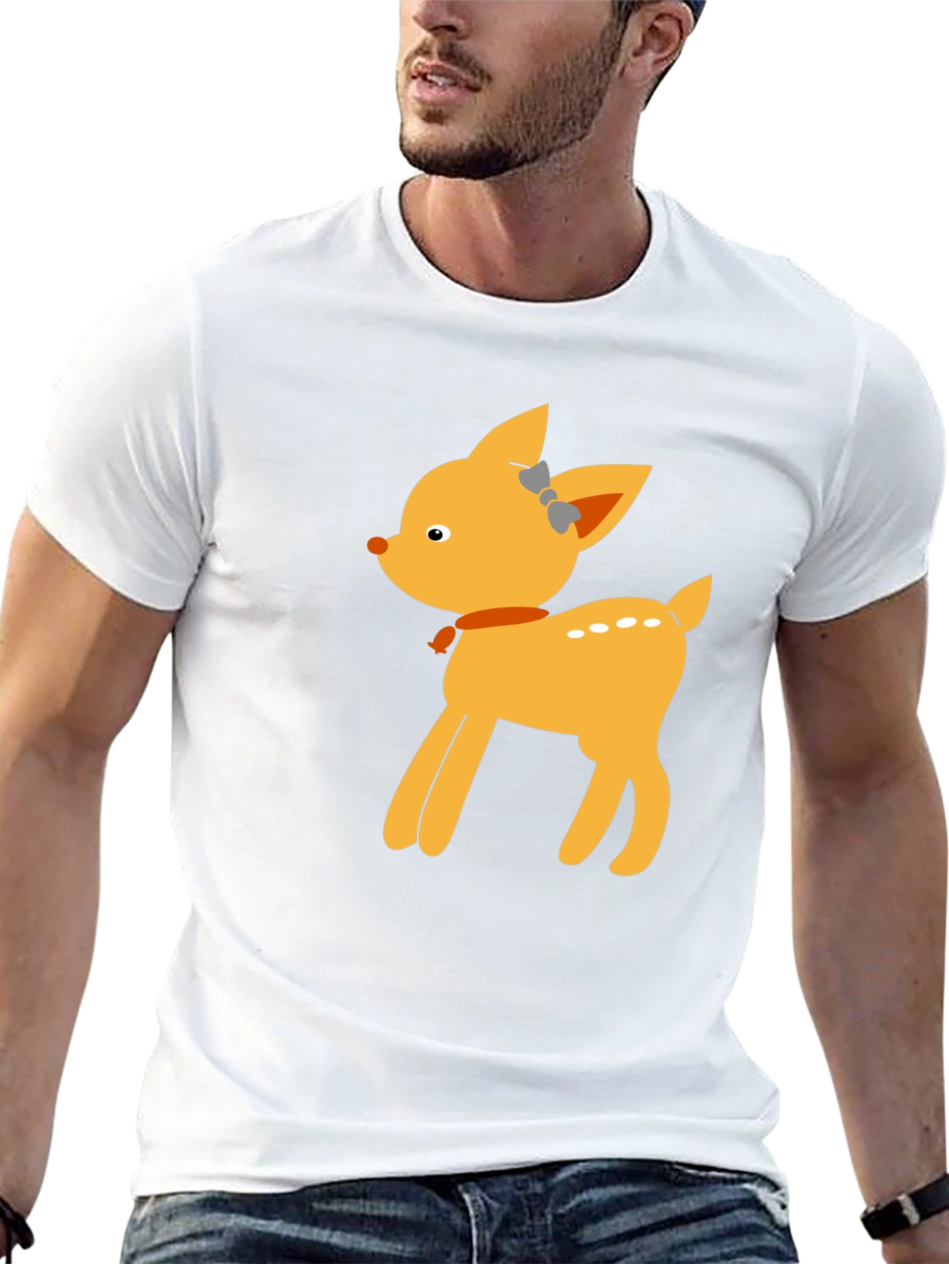 Cute Deer Graphic Tee - Black Unisex T-Shirt
