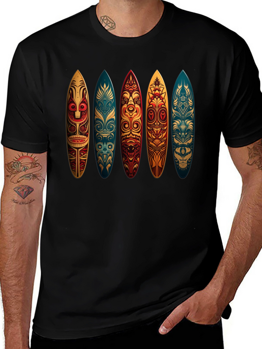 Tribal Surfboard Design Black Tee