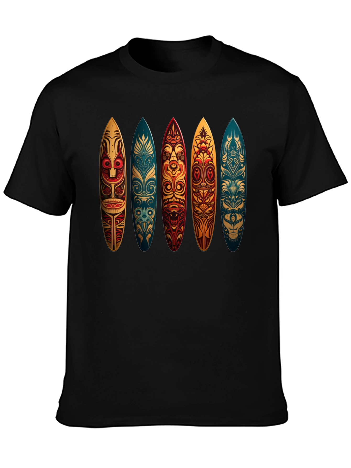 Tribal Surfboard Design Black Tee