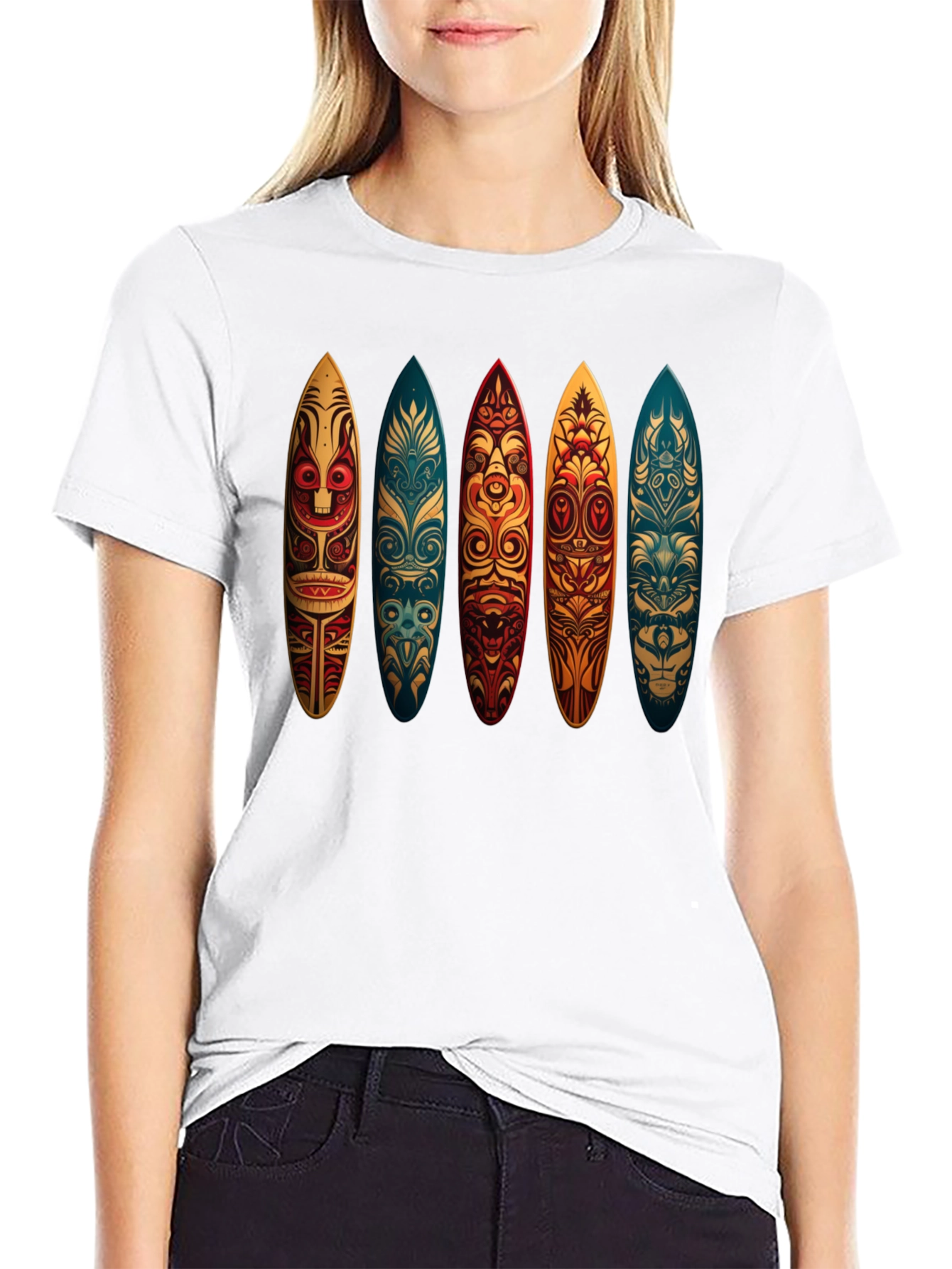 Tribal Surfboard Design Black Tee