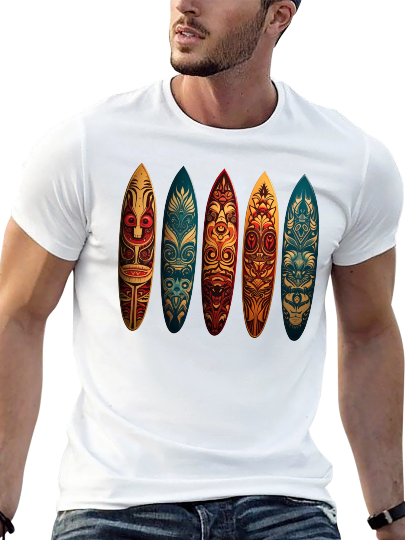 Tribal Surfboard Design Black Tee