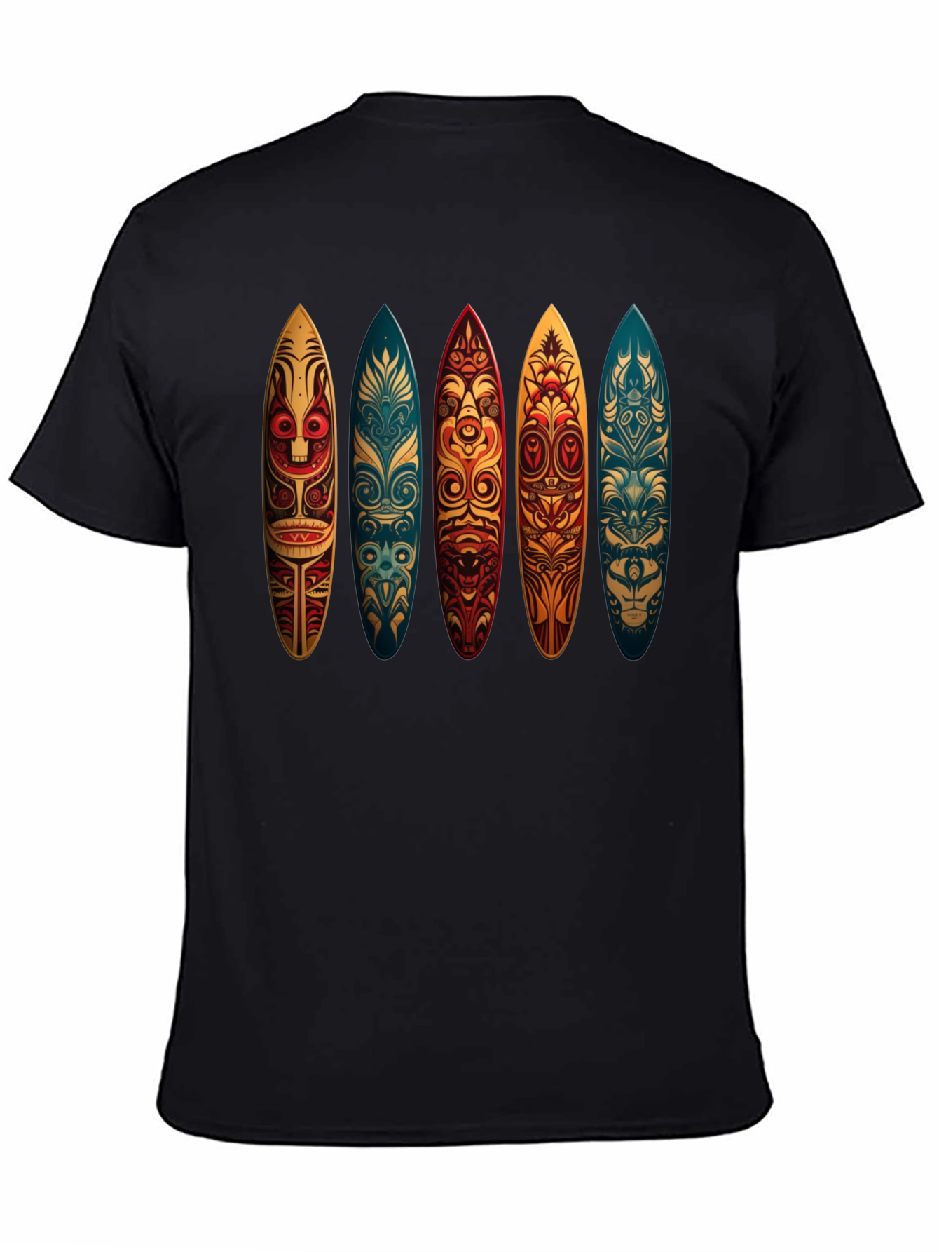 Tribal Surfboard Design Black Tee
