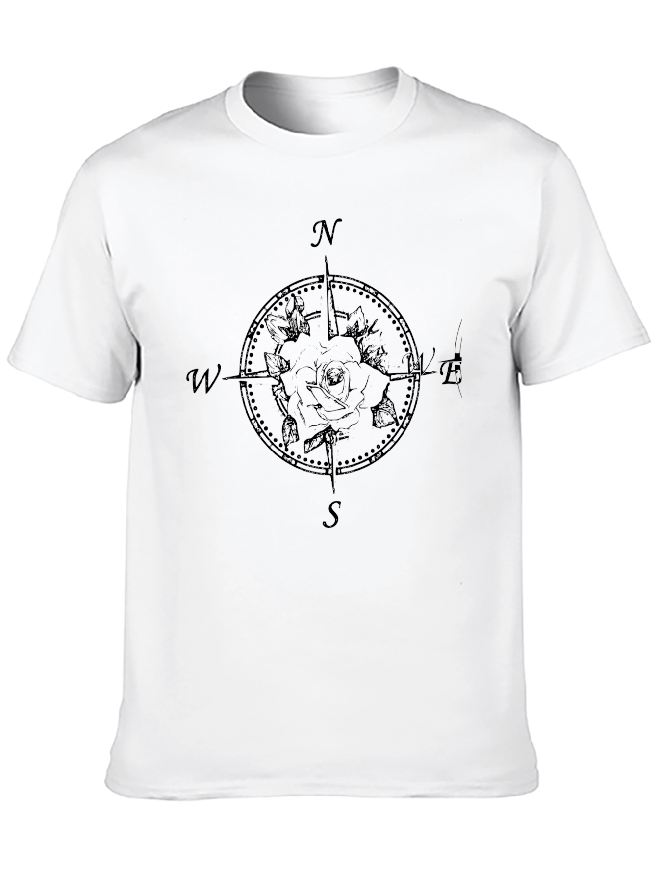 Compass Rose Graphic Tee - Black Cotton Shirt