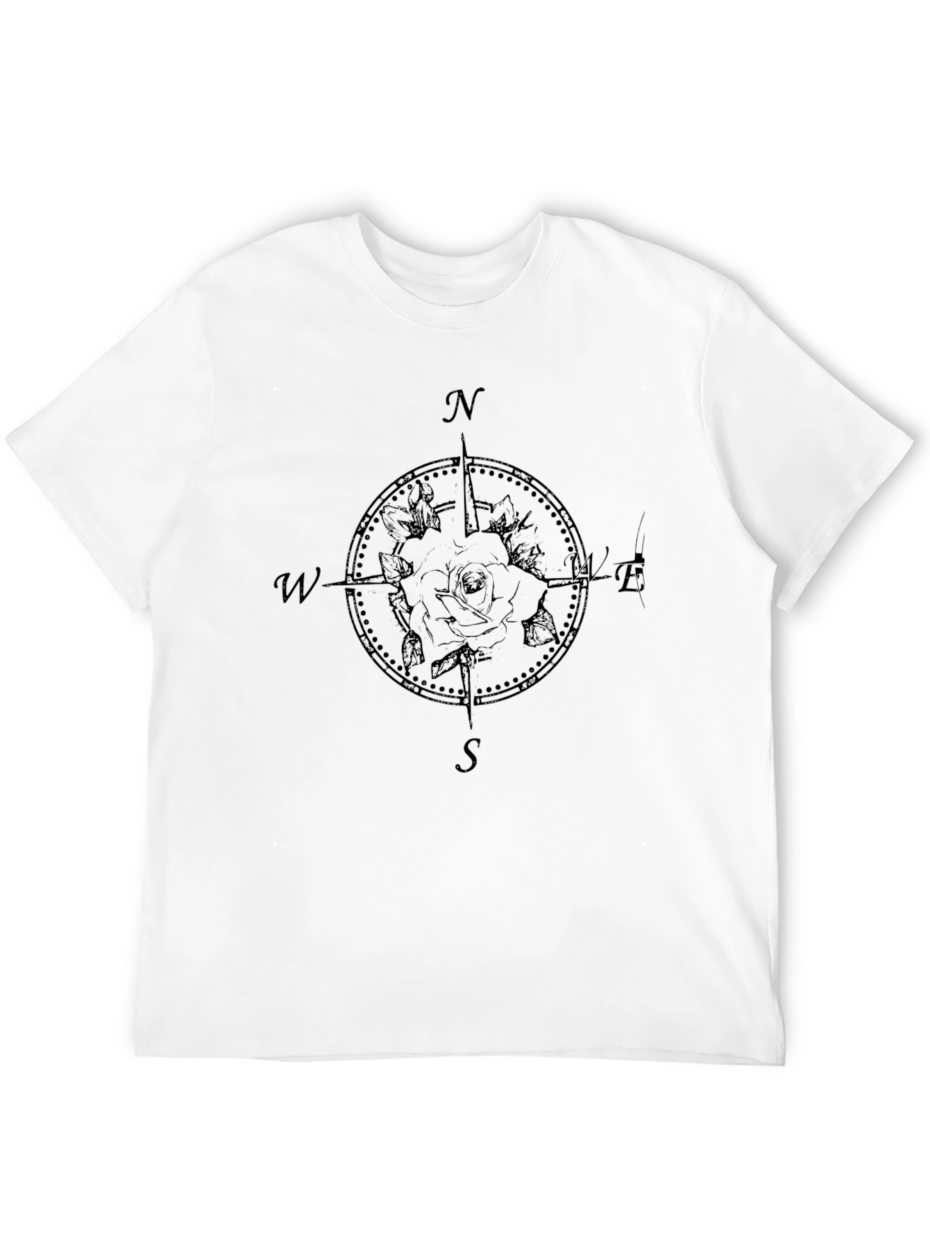 Compass Rose Graphic Tee - Black Cotton Shirt