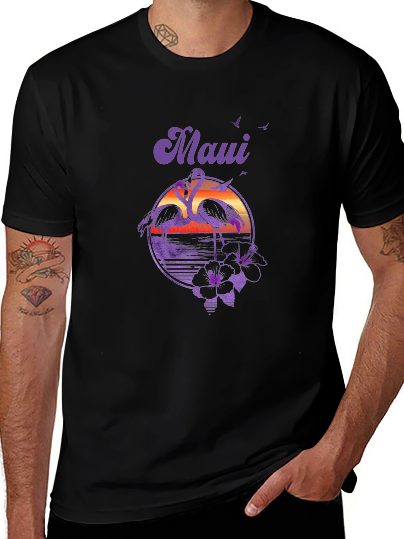 Maui Flamingo Sunset Graphic Tee