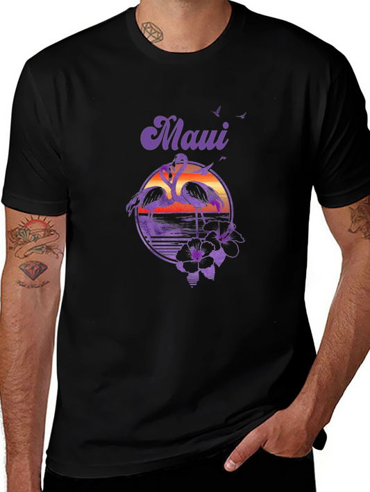 Maui Flamingo Sunset Graphic Tee
