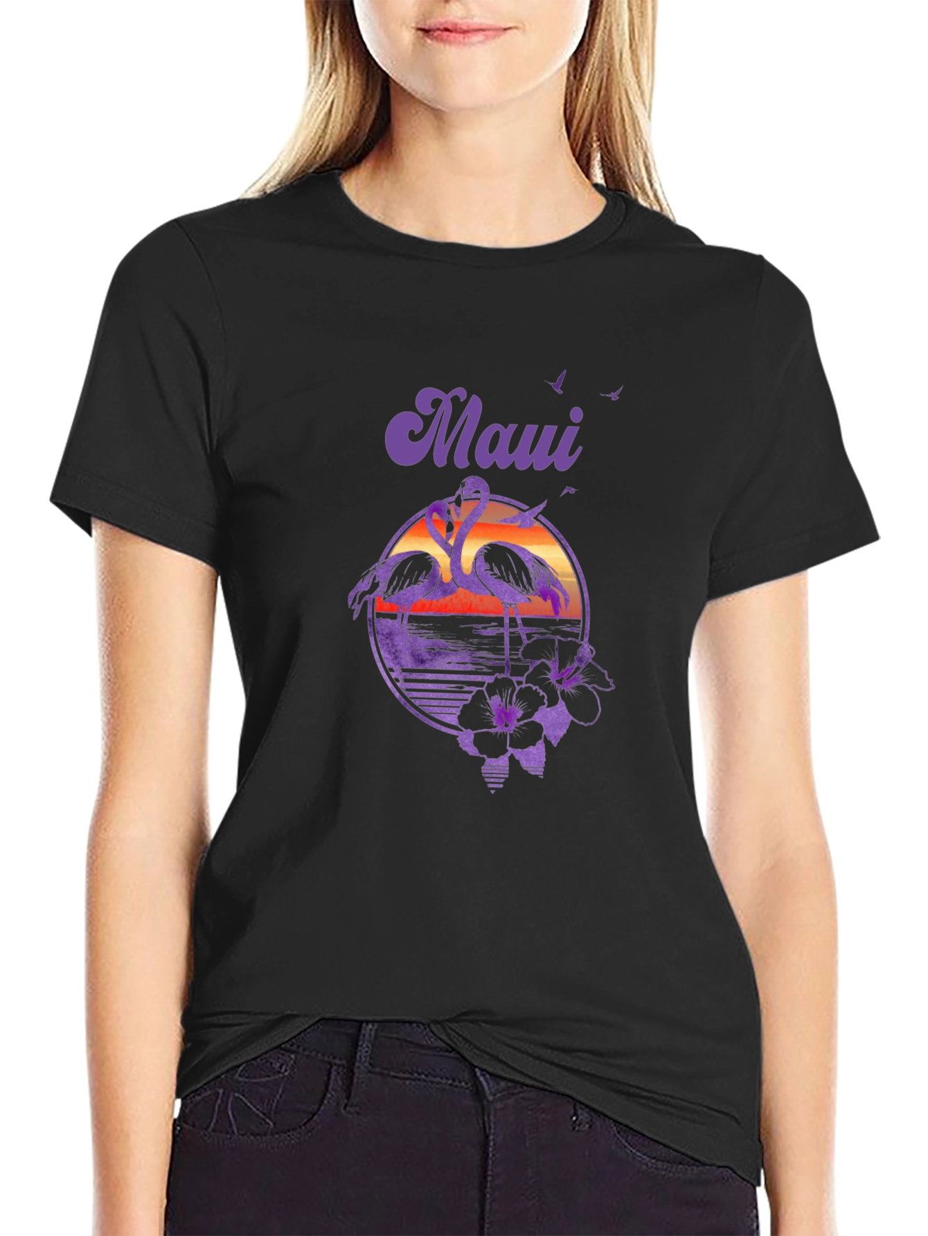 Maui Flamingo Sunset Graphic Tee