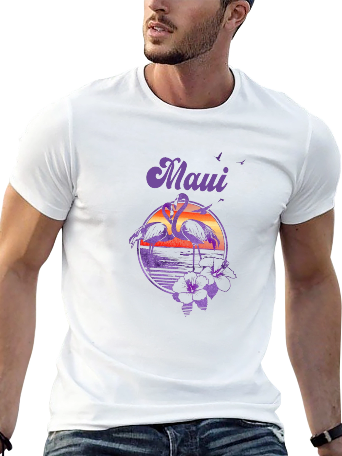 Maui Flamingo Sunset Graphic Tee