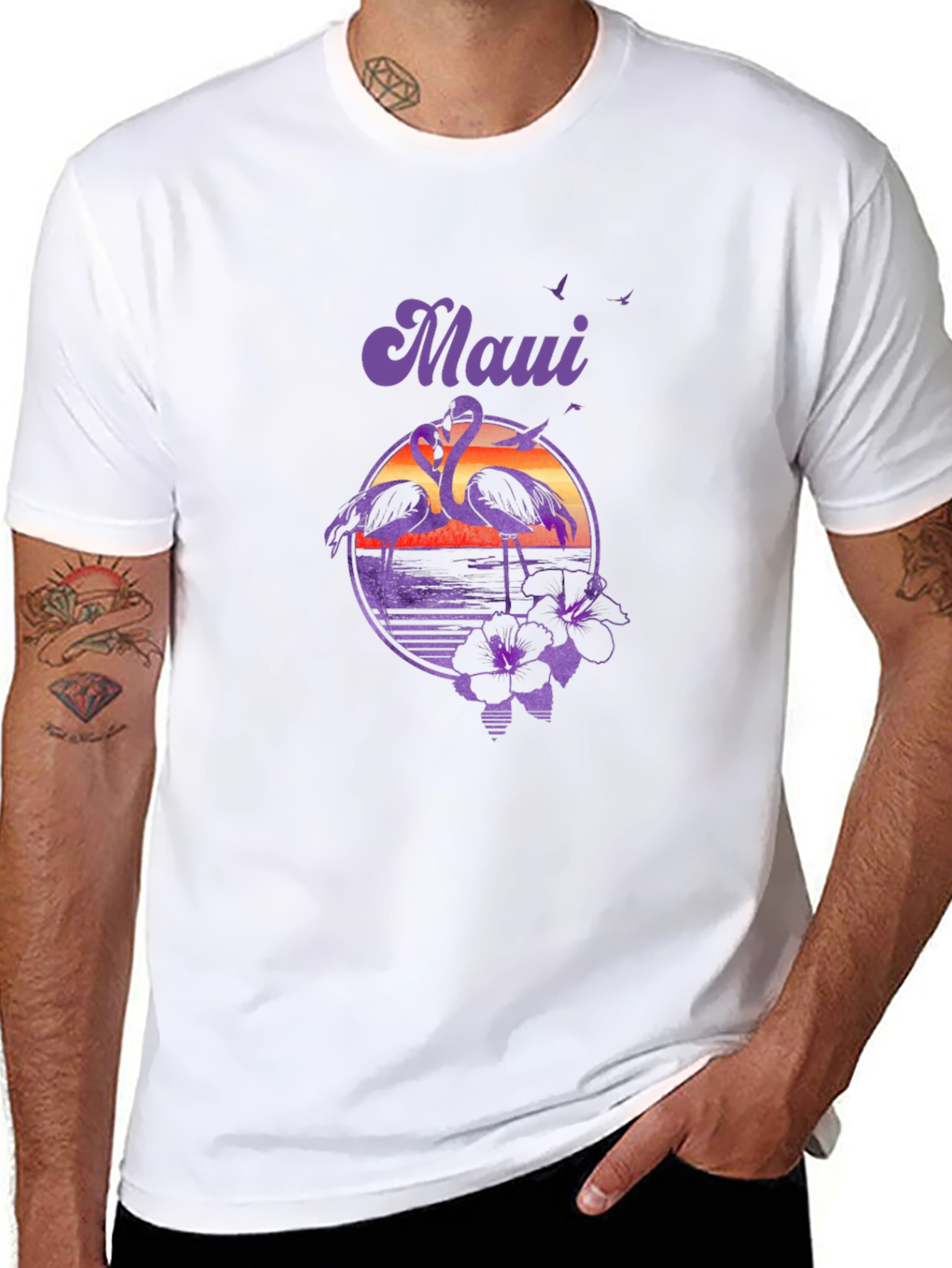 Maui Flamingo Sunset Graphic Tee