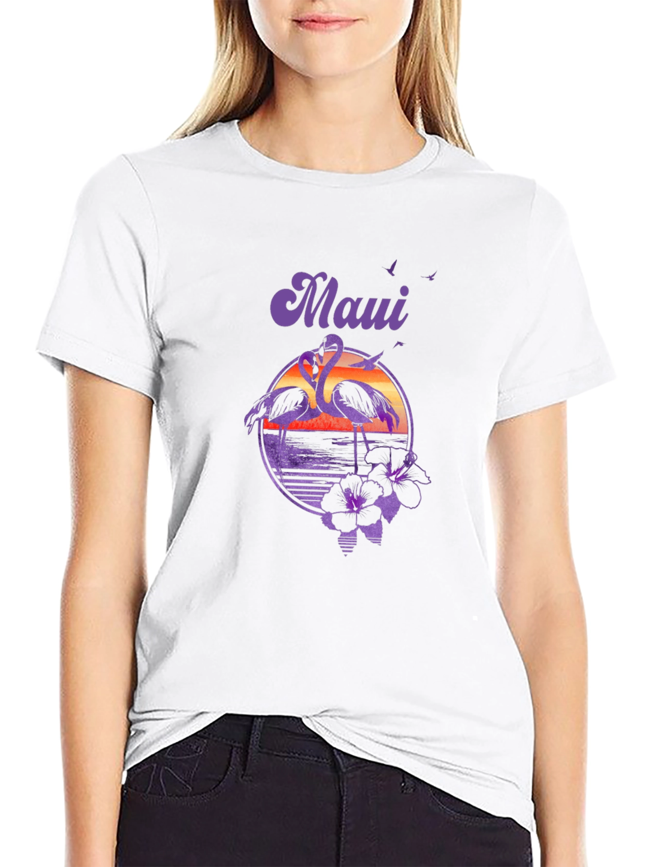 Maui Flamingo Sunset Graphic Tee
