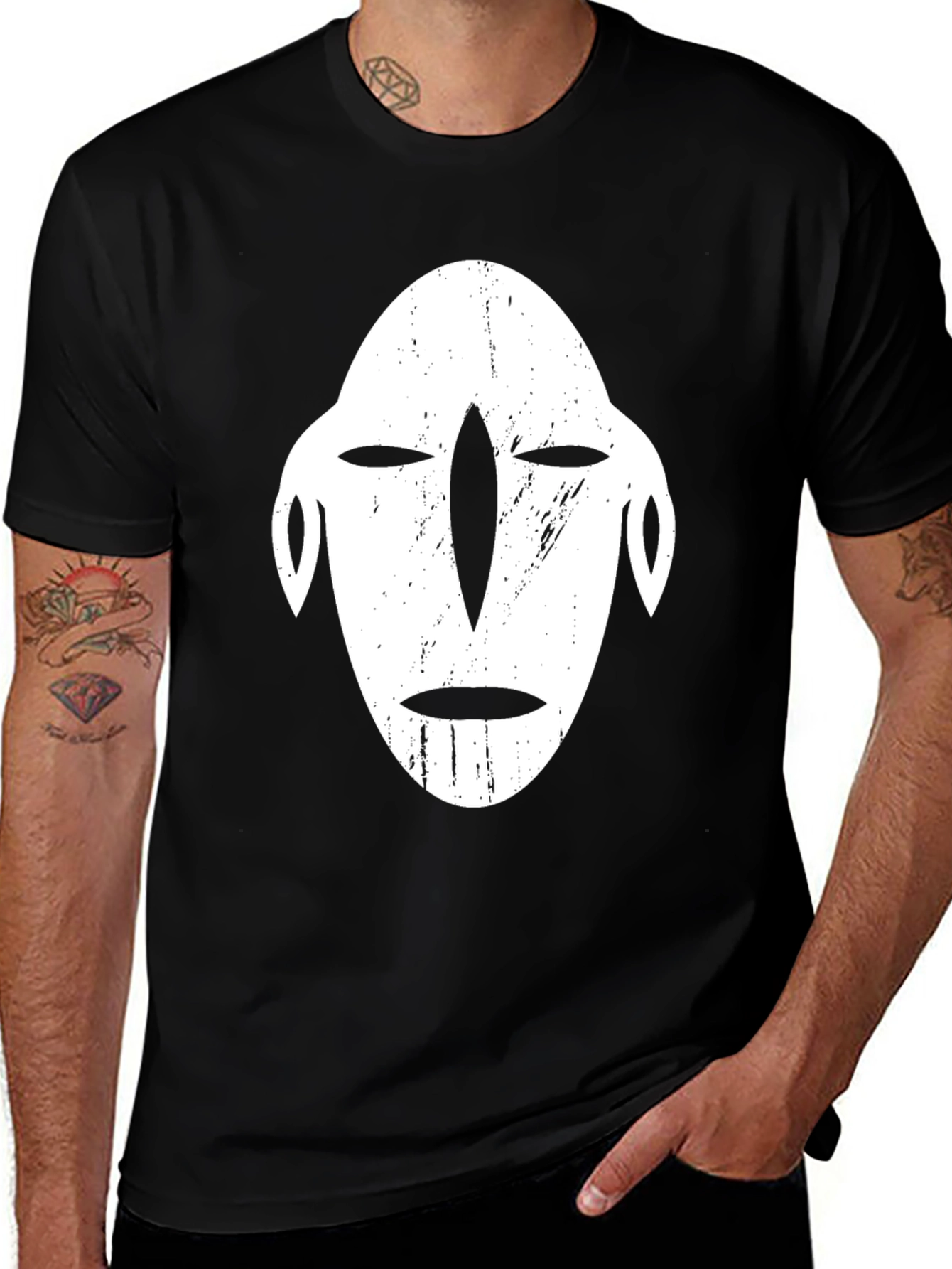 Tribal Mask Graphic Black T-Shirt