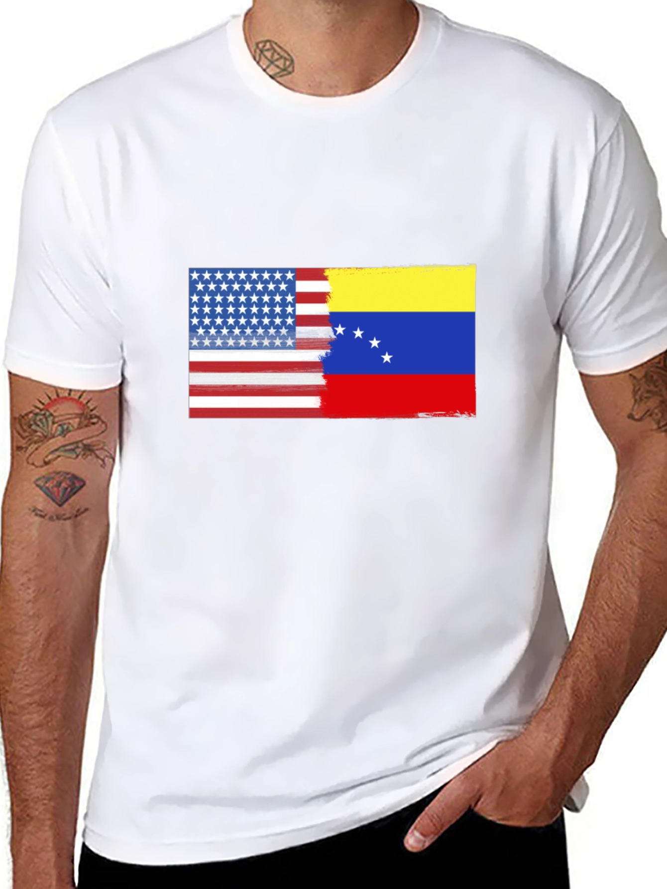 USA & Venezuela Flag Graphic T-Shirt