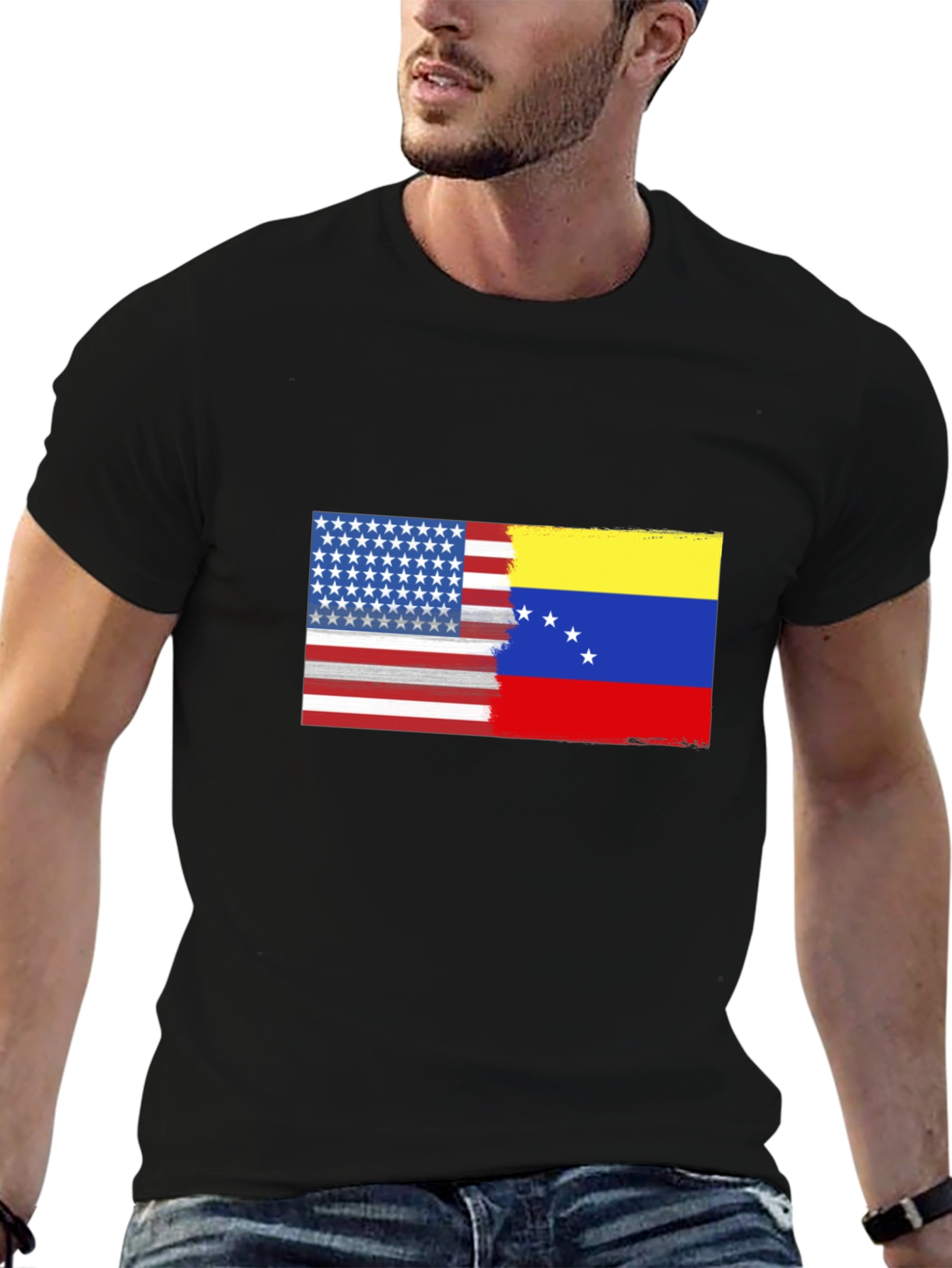 USA & Venezuela Flag Graphic T-Shirt