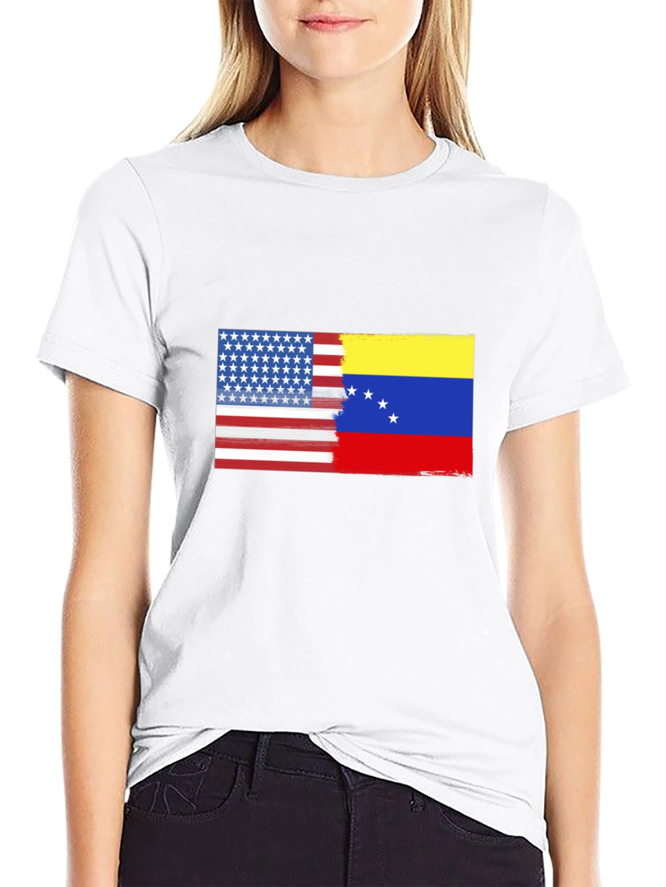 USA & Venezuela Flag Graphic T-Shirt
