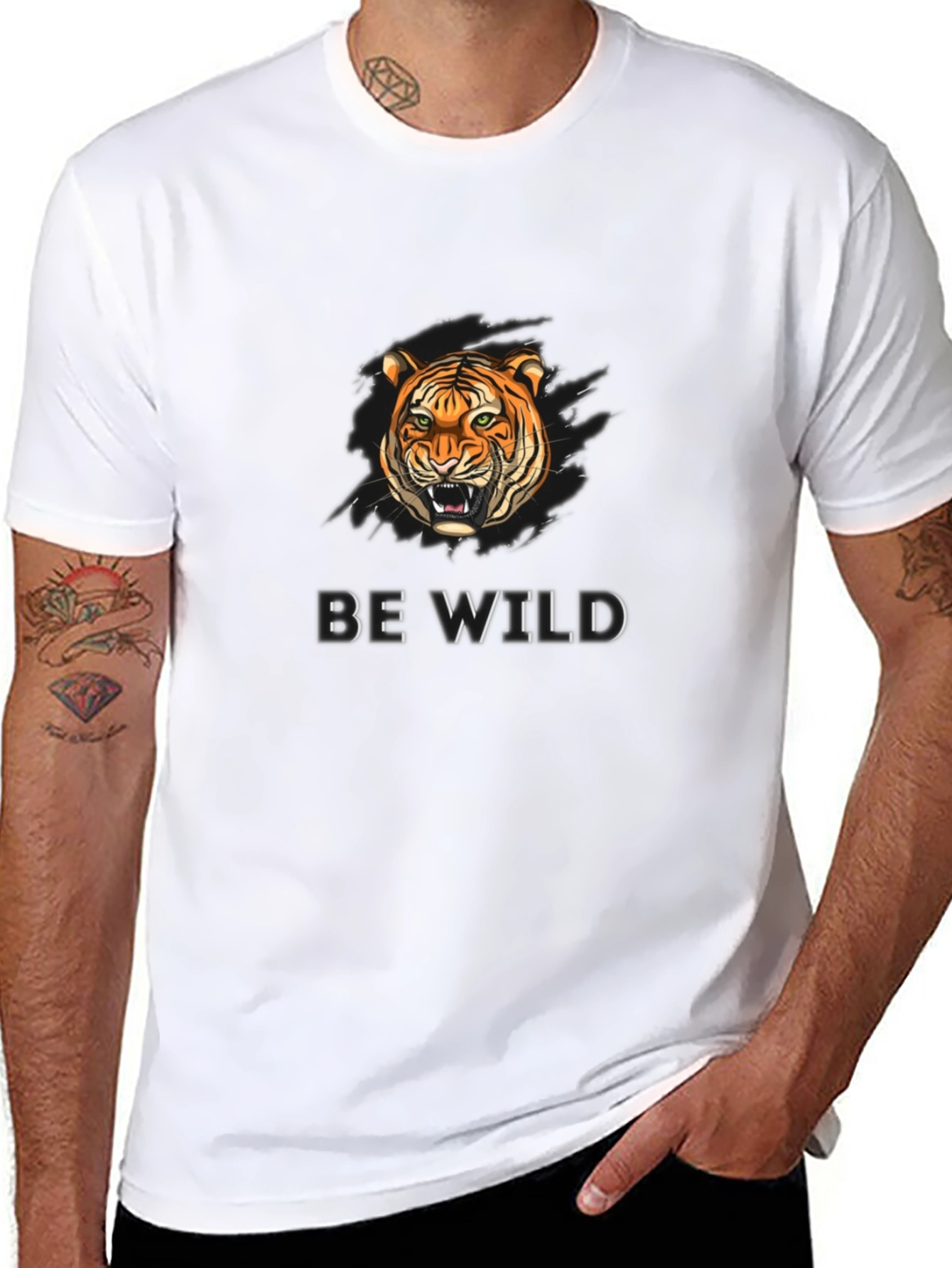 Be Wild Tiger Graphic Black T-Shirt