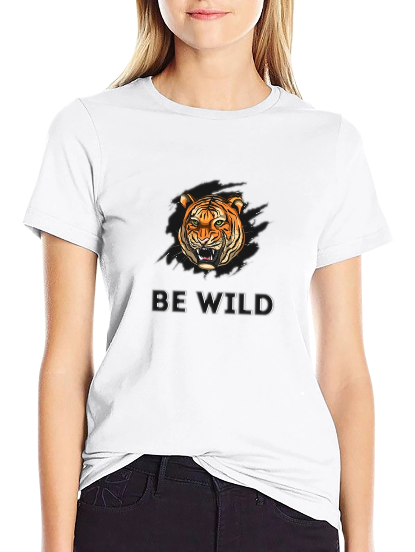Be Wild Tiger Graphic Black T-Shirt