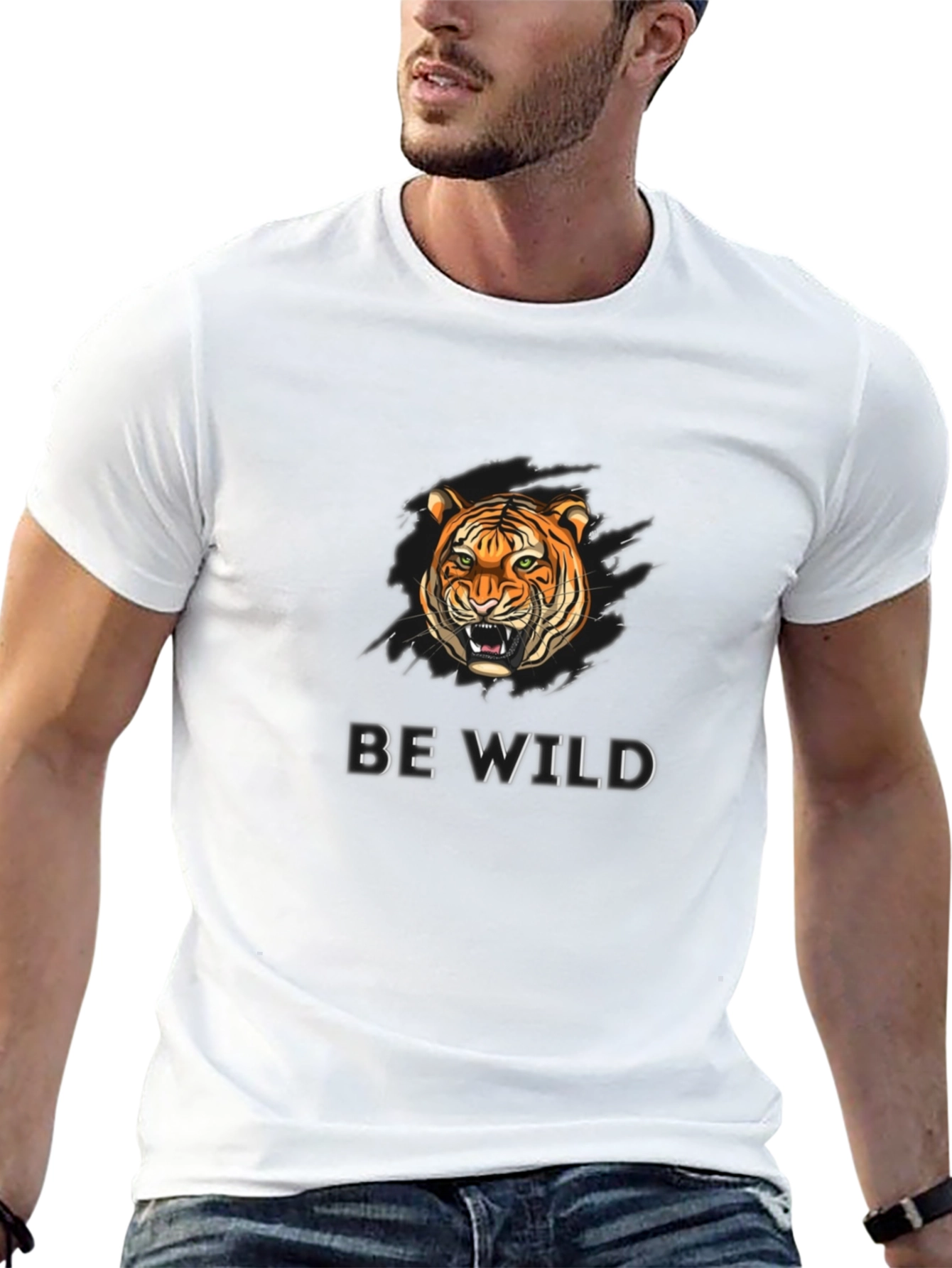 Be Wild Tiger Graphic Black T-Shirt