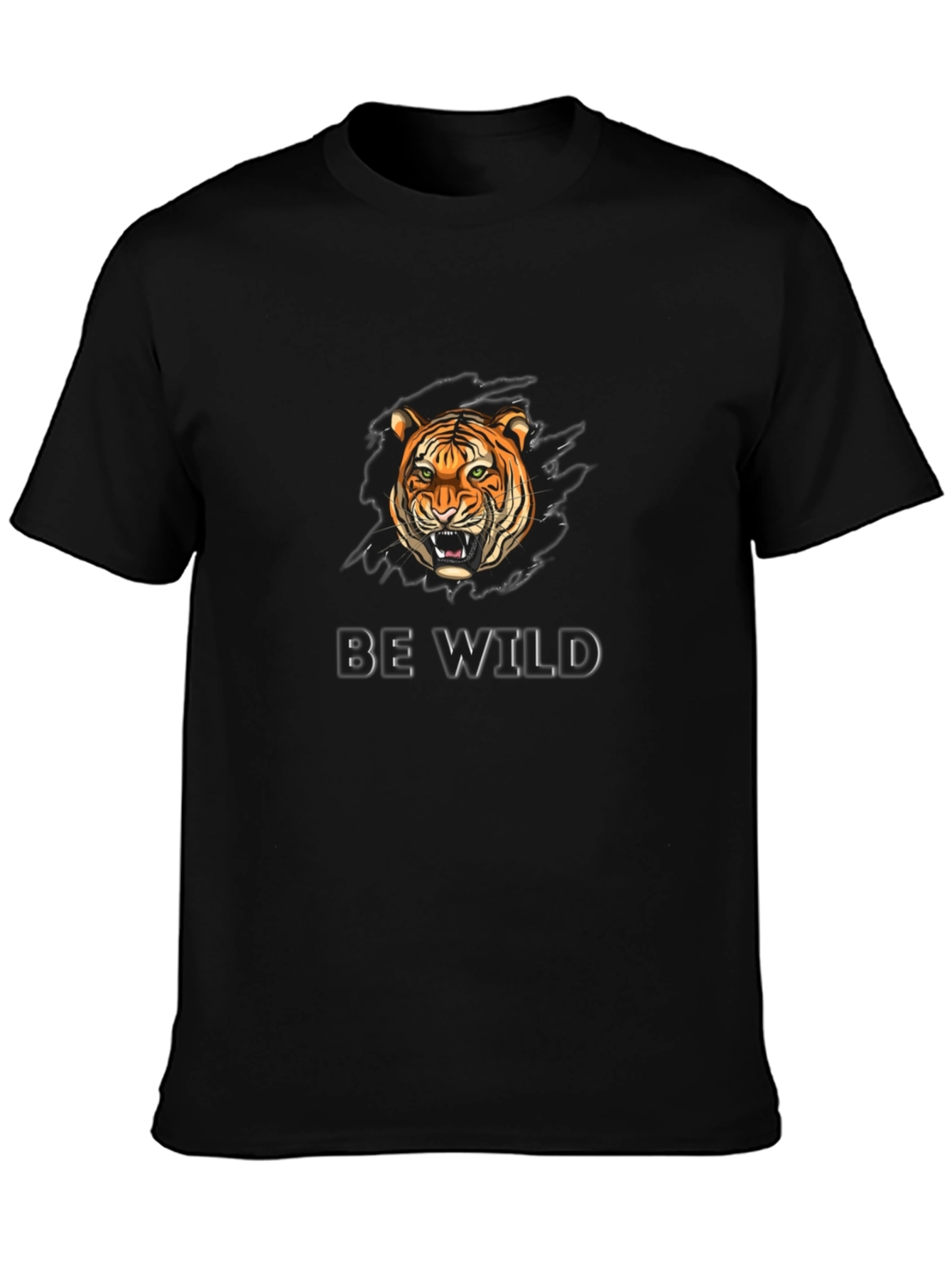Be Wild Tiger Graphic Black T-Shirt