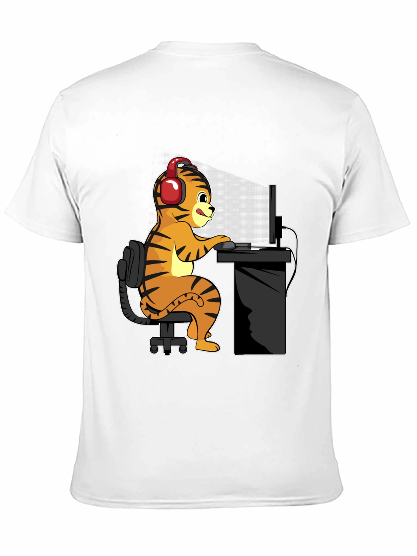 Gamer Tiger Graphic Tee - Black Cotton T-Shirt