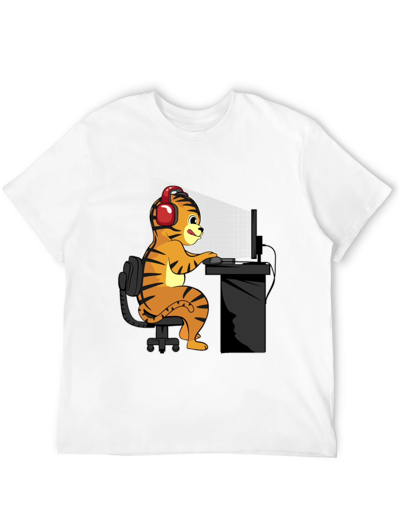 Gamer Tiger Graphic Tee - Black Cotton T-Shirt