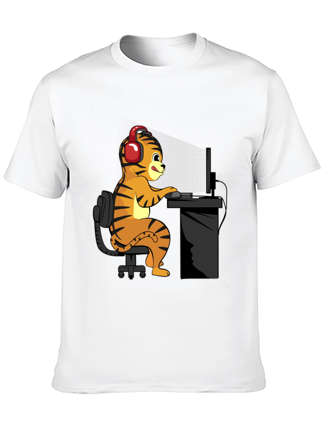 Gamer Tiger Graphic Tee - Black Cotton T-Shirt
