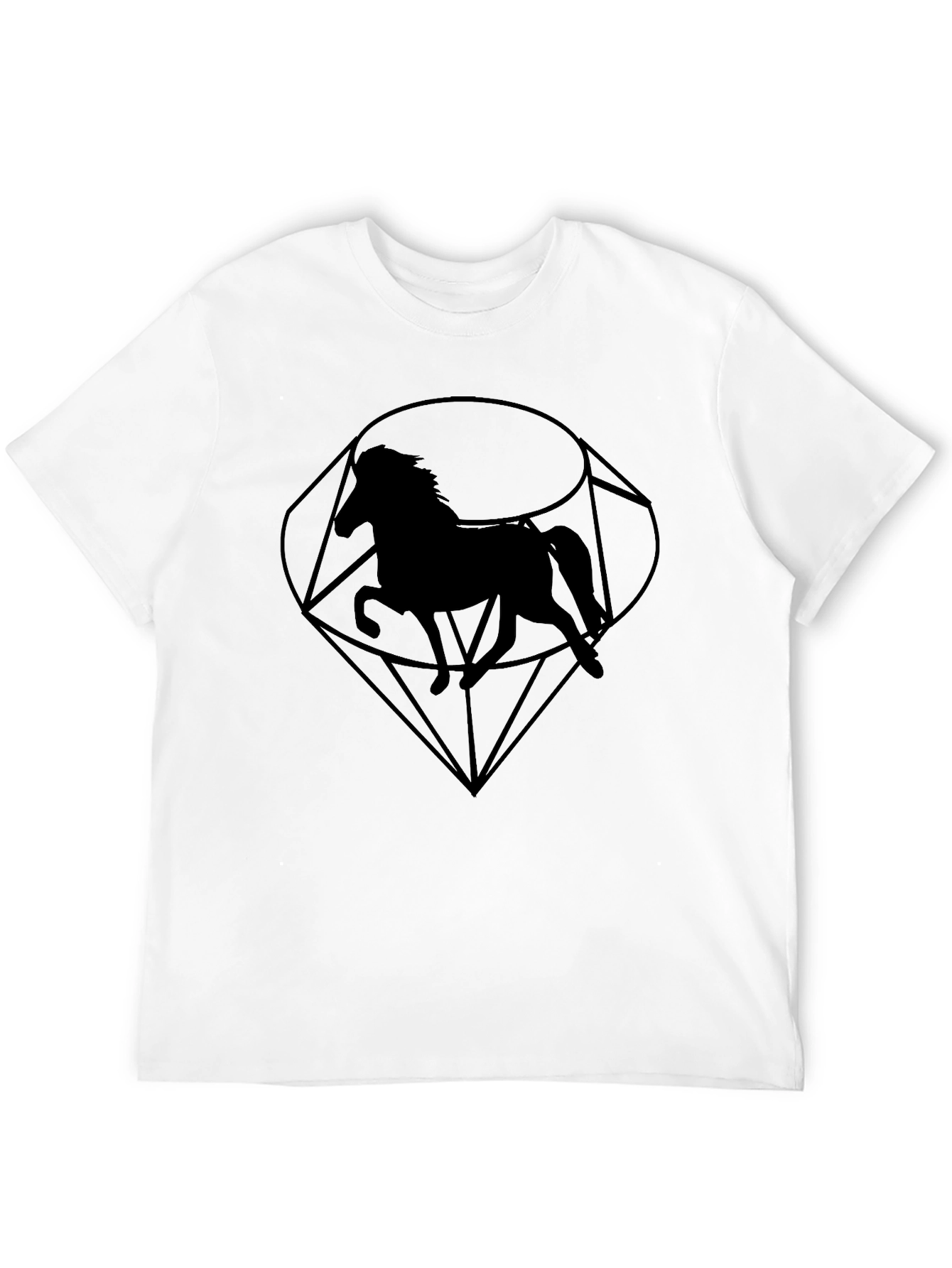 Geometric Horse Graphic Tee - Stylish Black T-Shirt