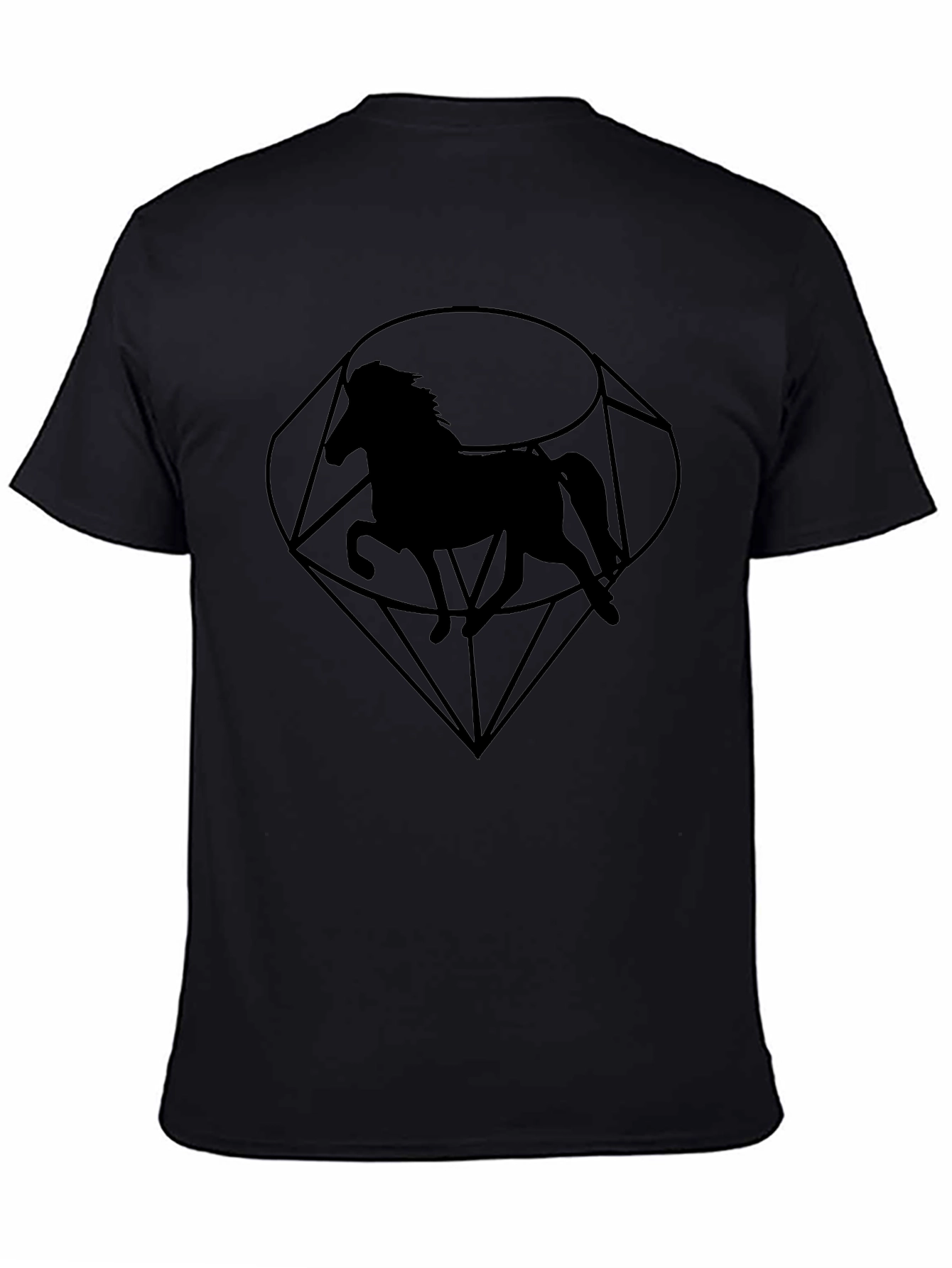 Geometric Horse Graphic Tee - Stylish Black T-Shirt