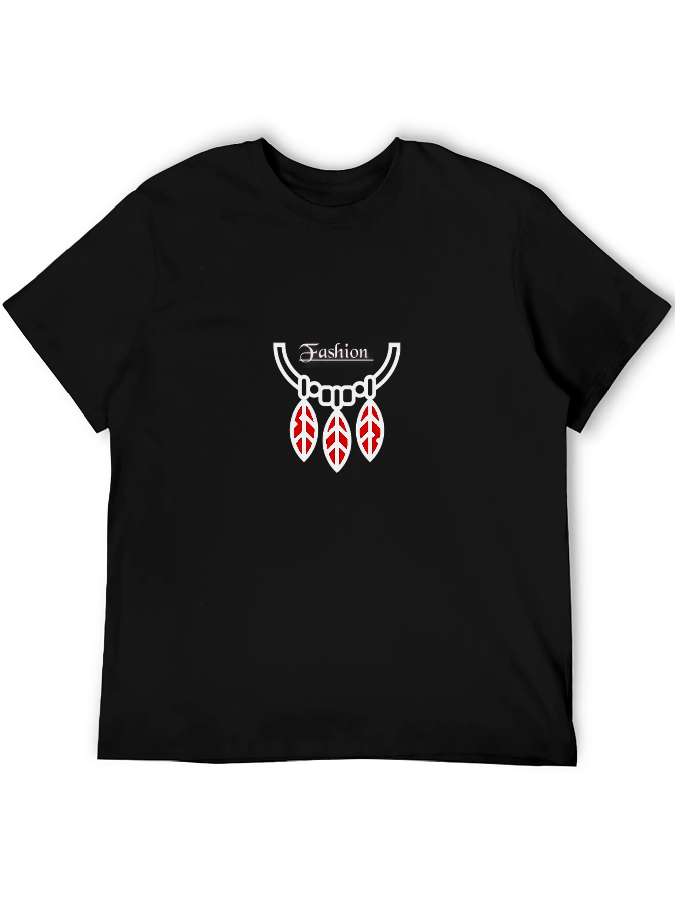 Fashion Necklace Graphic Black T-Shirt