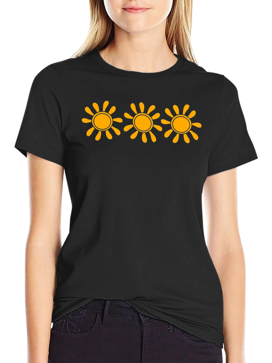 Sunny Days Tee - Black Cotton T-Shirt with Sun Design