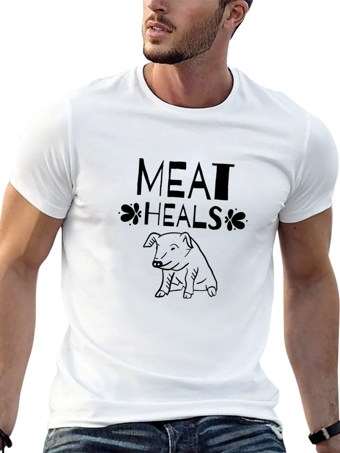 Meat Heals Pig Graphic Tee - Black