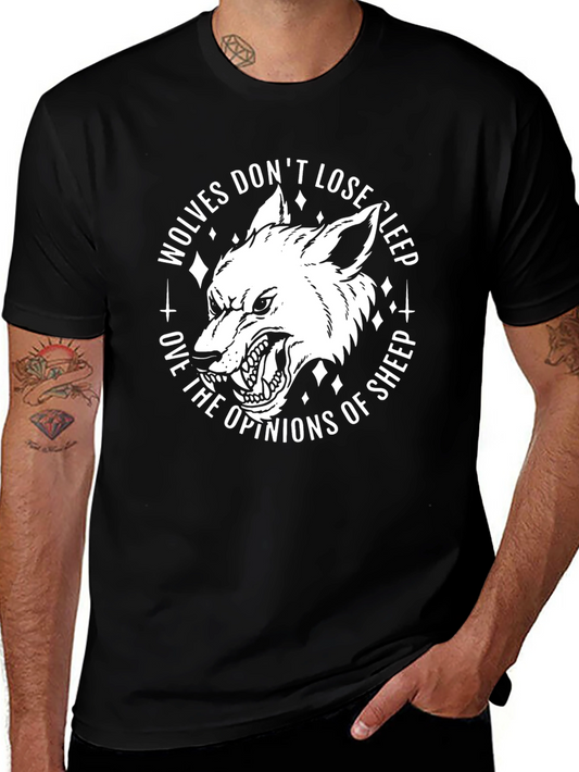 Wolves Dont Lose Sleep Graphic Tee - Black Cotton T-Shirt
