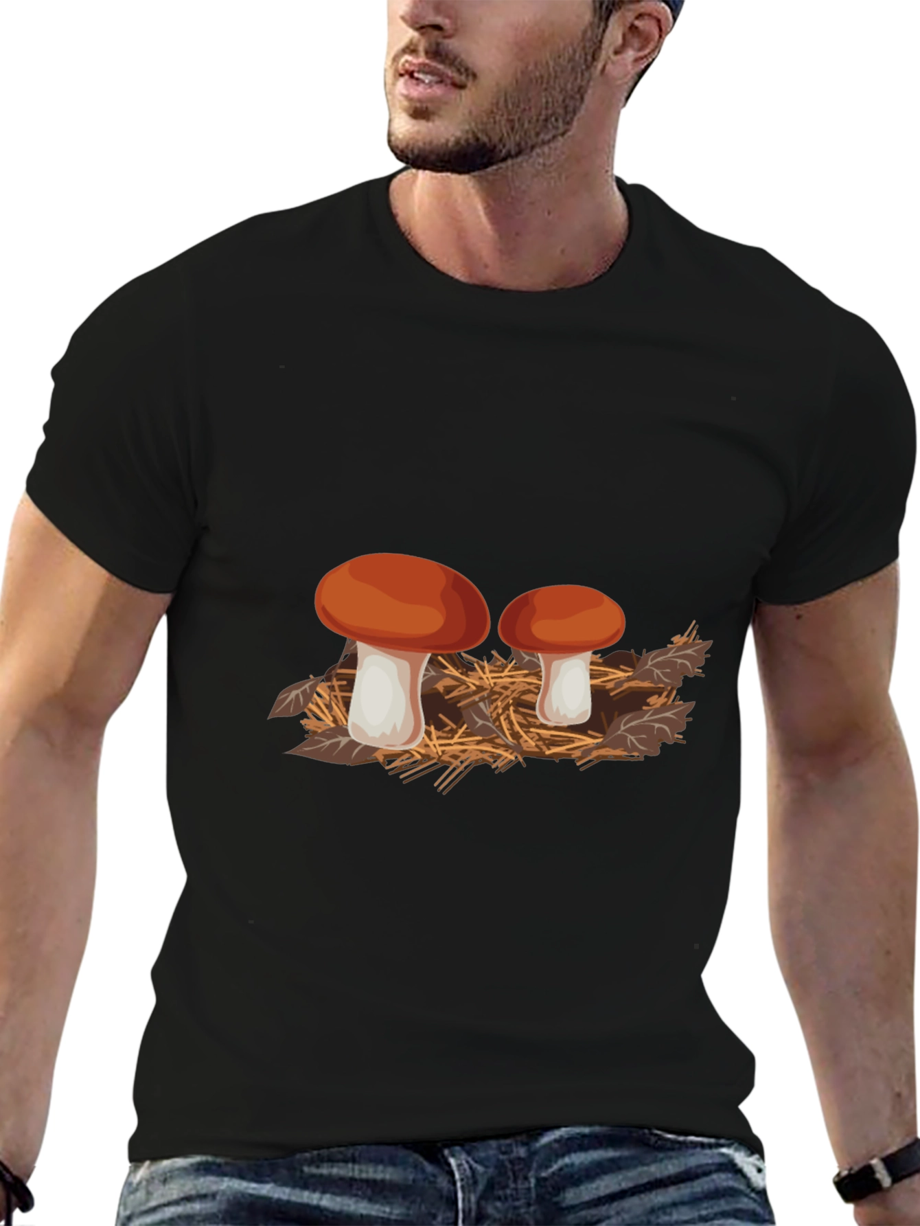 Mushroom Graphic Black T-Shirt