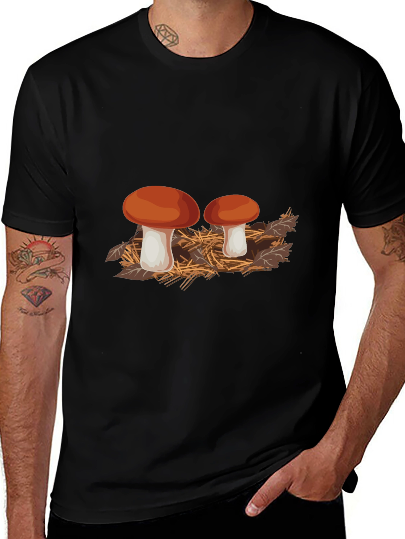 Mushroom Graphic Black T-Shirt