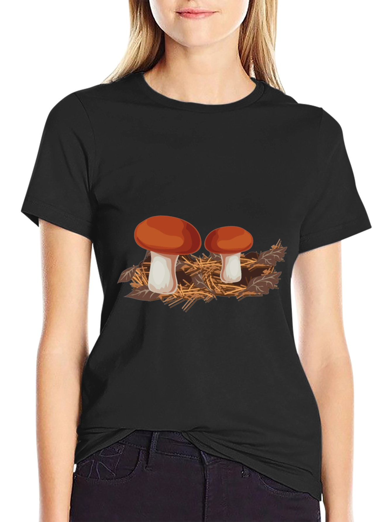 Mushroom Graphic Black T-Shirt