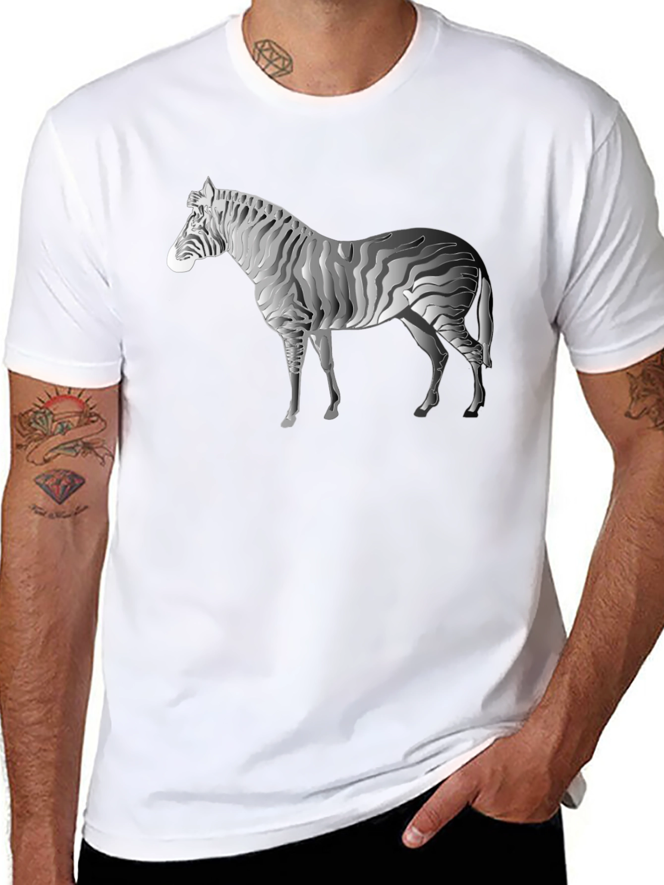 Zebra Print Black T-Shirt