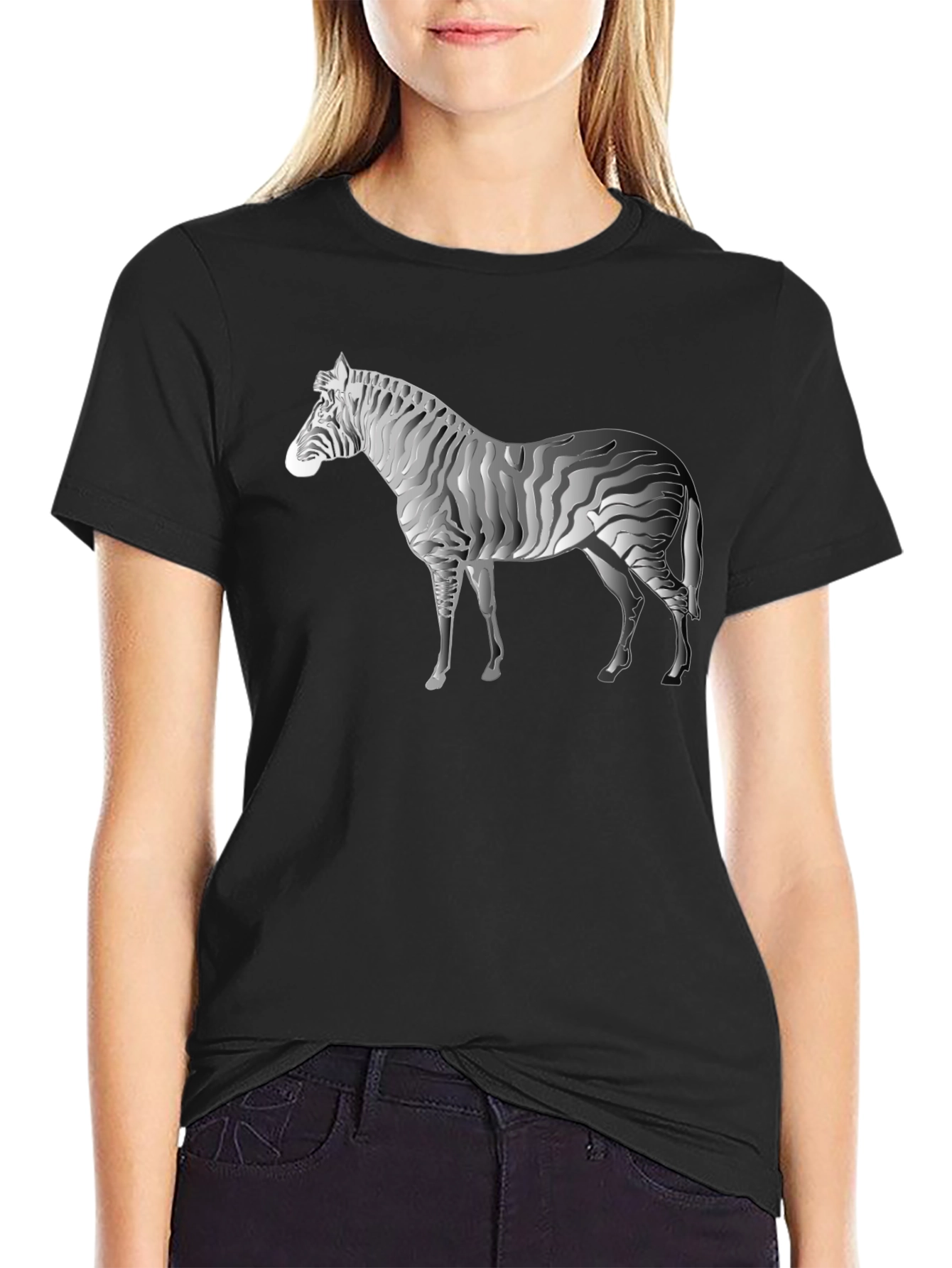 Zebra Print Black T-Shirt