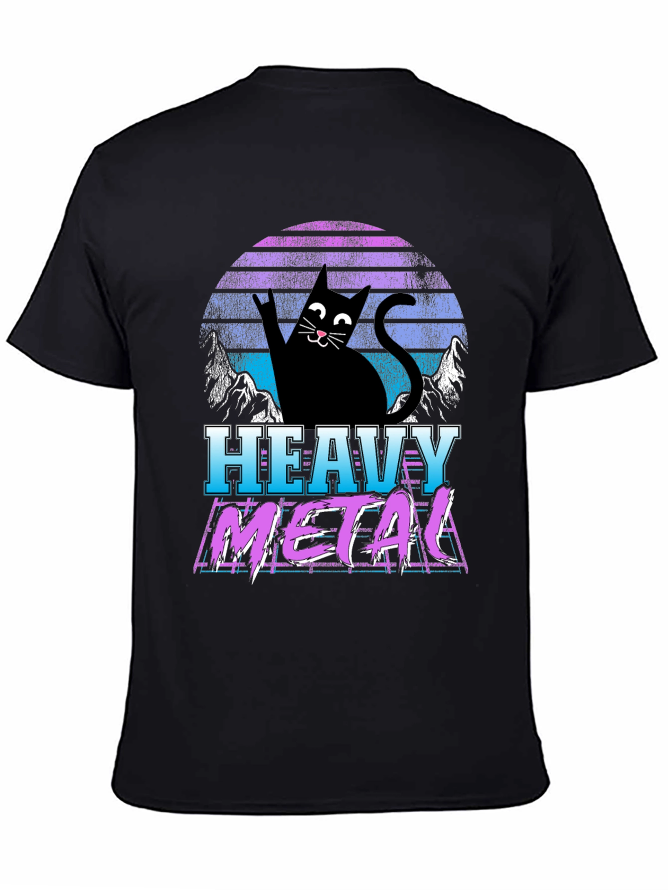 Heavy Metal Cat Graphic T-Shirt