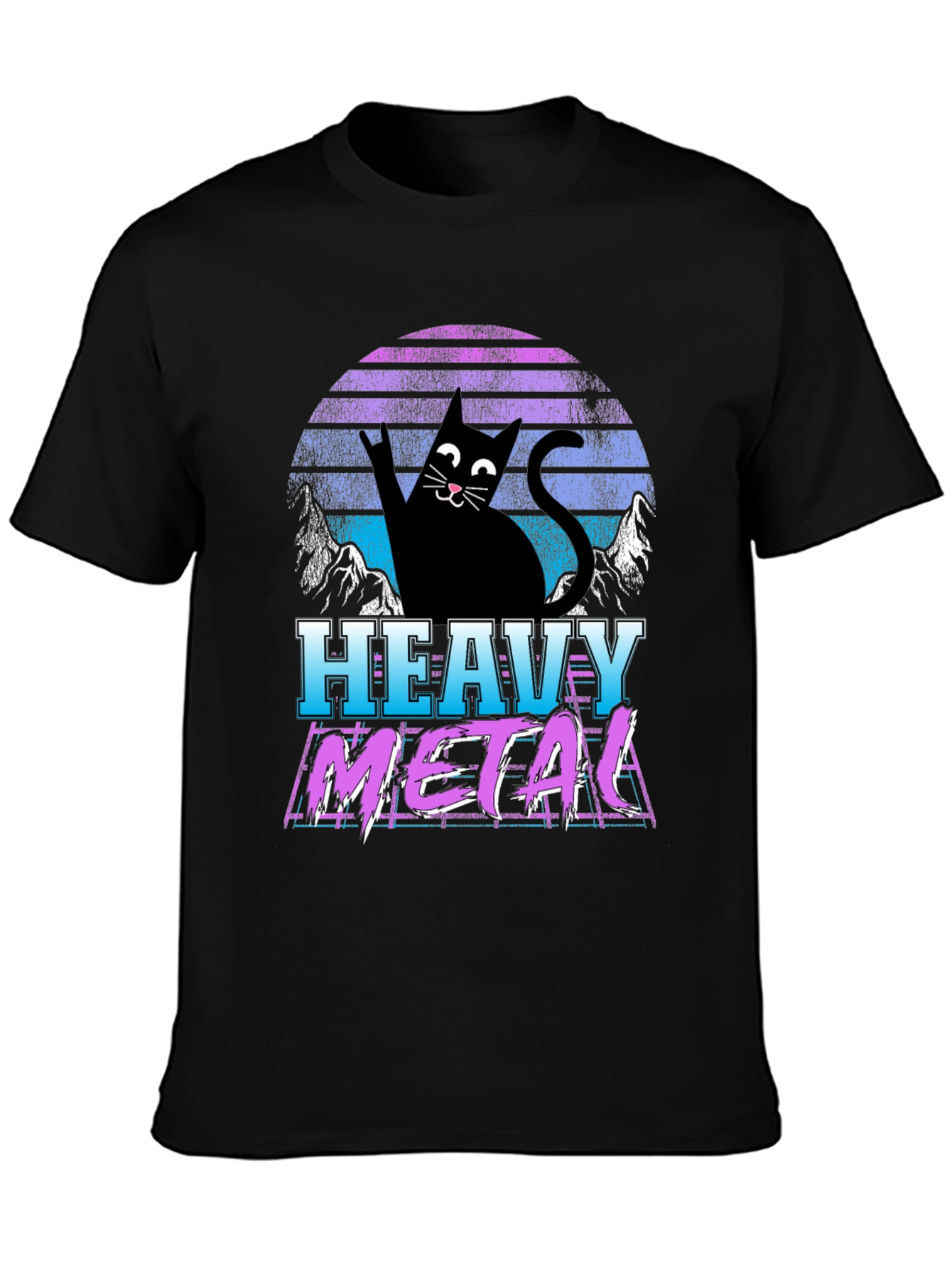 Heavy Metal Cat Graphic T-Shirt