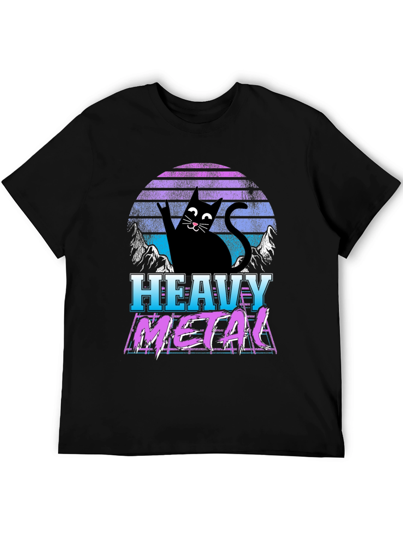 Heavy Metal Cat Graphic T-Shirt